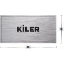 Azresa Kiler Yazılı - Metal - Gümüş Renk - Kapı Isimliği - 20X10 cm