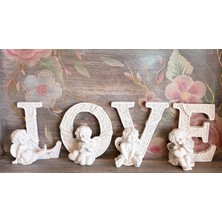 Boyanabilir Vintage Dokulu Melekli Harfler L-O-V-E