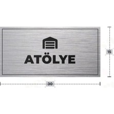 Azresa Atölye Yazılı - Metal - Gümüş Renk - Kapı Isimliği - 30X15 cm