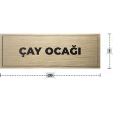 Azresa Çay Ocağı Yazılı - Metal - Gold Renk - Kapı Isimliği - 20X7 cm