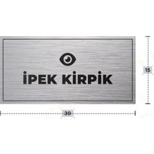 Azresa Ipek Kırpık Yazılı - Metal - Gümüş Renk - Kapı Isimliği - 30X15 cm
