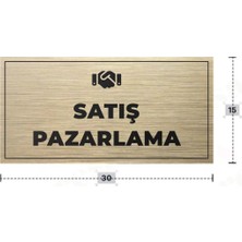 Azresa Satış Pazarlama Yazılı - Metal - Gold Renk - Kapı Isimliği - 30X15 cm
