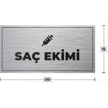 Azresa Saç Ekımı Yazılı - Metal - Gümüş Renk - Kapı Isimliği - 30X15 cm