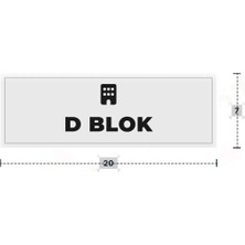 Azresa D Blok Yazılı - Metal - Beyaz Renk - Kapı Isimliği - 20X7 cm