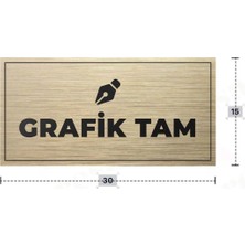 Azresa Grafık Tam Yazılı - Metal - Gold Renk - Kapı Isimliği - 30X15 cm