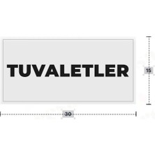 Azresa Tuvaletler Yazılı - Metal - Beyaz Renk - Kapı Isimliği - 30X15 cm