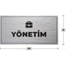 Azresa Yönetım Yazılı - Metal - Gümüş Renk - Kapı Isimliği - 30X15 cm