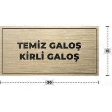 Azresa Temiz Galoş Kirli Galoş Yazılı - Metal - Gold Renk - Kapı Isimliği - 30X15 cm