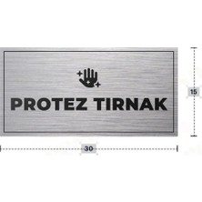 Azresa Protez Tırnak Yazılı - Metal - Gümüş Renk - Kapı Isimliği - 30X15 cm