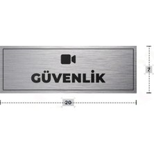 Azresa Güvenlik Yazılı - Metal - Gümüş Renk - Kapı Isimliği - 20X7 cm