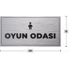 Azresa Oyun Odası Yazılı - Metal - Gümüş Renk - Kapı Isimliği - 30X15 cm