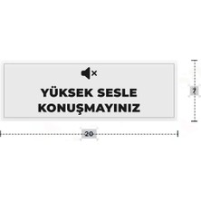 Azresa Yüksek Sesle Konuşmayınız Yazılı - Metal - Beyaz Renk - Kapı Isimliği - 20X7 cm