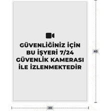 Azresa Güvenliğiniz Için Bu Işyeri 7/24 Güvenlik Kamerası Ile Izlenmektedir Yazılı - Metal - Beyaz Renk - K