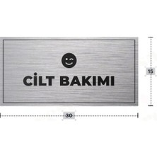 Azresa Cılt Bakımı Yazılı - Metal - Gümüş Renk - Kapı Isimliği - 30X15 cm