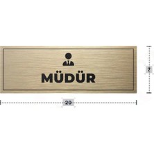 Azresa Müdür Yazılı - Metal - Gold Renk - Kapı Isimliği - 20X7 cm