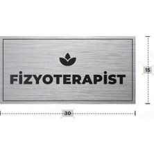 Azresa Fızyoterapıst Yazılı - Metal - Gümüş Renk - Kapı Isimliği - 30X15 cm