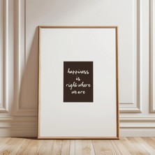 Ninastore Mutluluk Baskısı - Kahverengi Dekor - Ev Ortamı Duvar Sanatı - Rahat Duvar Sanatı Baskısı - Mutfak