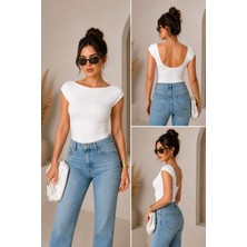 Gökyüzü Moda Kadın Sırt Dekolteli Bluz