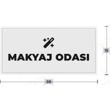 Azresa Makyaj Odası Yazılı - Metal - Beyaz Renk - Kapı Isimliği - 30X15 cm