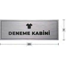 Azresa Deneme Kabini Yazılı - Metal - Gümüş Renk - Kapı Isimliği - 20X7 cm