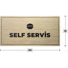 Azresa Self Servis Yazılı - Metal - Gold Renk - Kapı Isimliği - 20X10 cm