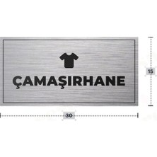 Azresa Çamaşırhane Yazılı - Metal - Gümüş Renk - Kapı Isimliği - 30X15 cm