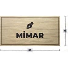 Azresa Mımar Yazılı - Metal - Gold Renk - Kapı Isimliği - 30X15 cm