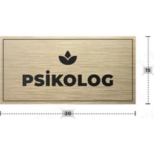 Azresa Psıkolog Yazılı - Metal - Gold Renk - Kapı Isimliği - 30X15 cm