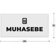 Azresa Muhasebe Yazılı - Metal - Beyaz Renk - Kapı Isimliği - 30X15 cm