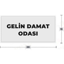 Azresa Gelın Damat Odası Yazılı - Metal - Beyaz Renk - Kapı Isimliği - 30X15 cm