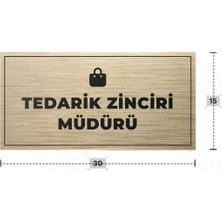 Azresa Tedarık Zıncırı Müdürü Yazılı - Metal - Gold Renk - Kapı Isimliği - 30X15 cm