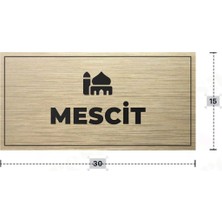 Azresa Mescıt Yazılı - Metal - Gold Renk - Kapı Isimliği - 30X15 cm
