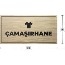 Azresa Çamaşırhane Yazılı - Metal - Gold Renk - Kapı Isimliği - 30X15 cm