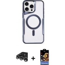 Pileli Store Pilelistore™ iPhone 15 Pro Kılıf Yadigar Klasik Özel Seri - Siyah Buffer Hayalet Cam Ekran Koruyucu + Raze Metal Kamera Lens - Gs