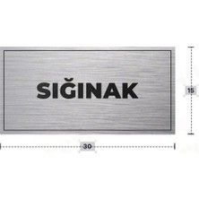 Azresa Sığınak Yazılı - Metal - Gümüş Renk - Kapı Isimliği - 30X15 cm