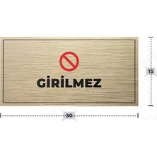 Azresa Girilmez Yazılı - Metal - Gold Renk - Kapı Isimliği - 30X15 cm
