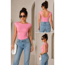 Gökyüzü Moda Kadın Sırt Dekolteli Bluz