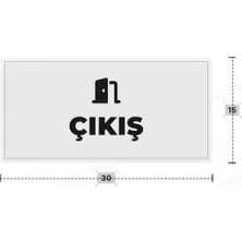 Azresa Çıkış Yazılı - Metal - Beyaz Renk - Kapı Isimliği - 30X15 cm