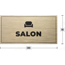 Azresa Salon Yazılı - Metal - Gold Renk - Kapı Isimliği - 30X15 cm