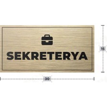 Azresa Sekreterya Yazılı - Metal - Gold Renk - Kapı Isimliği - 30X15 cm