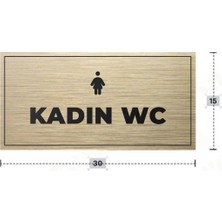 Azresa Kadın Wc Yazılı - Metal - Gold Renk - Kapı Isimliği - 30X15 cm