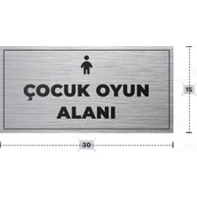 Azresa Çocuk Oyun Alanı Yazılı - Metal - Gümüş Renk - Kapı Isimliği - 30X15 cm
