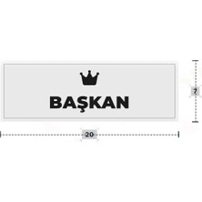 Azresa Başkan Yazılı - Metal - Beyaz Renk - Kapı Isimliği - 20X7 cm