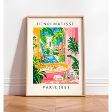 Ninastore Shiba Inu Sanat Baskısı: Matisse Tarzı - Pembe Banyo Dekorasyonu