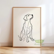 Ninastore Labrador Çizgili Duvar Sanatı - Minimalist Köpek Çizimi Baskısı - Modern Evcil Hayvan Portresi -