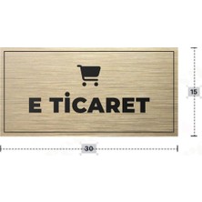 Azresa E Tıcaret Yazılı - Metal - Gold Renk - Kapı Isimliği - 30X15 cm