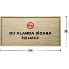 Azresa Bu Alanda Sigara Içilmez Yazılı - Metal - Gold Renk - Kapı Isimliği - 20X10 cm