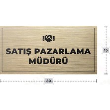 Azresa Satış Pazarlama Müdürü Yazılı - Metal - Gold Renk - Kapı Isimliği - 30X15 cm