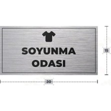 Azresa Soyunma Odası Yazılı - Metal - Gümüş Renk - Kapı Isimliği - 30X15 cm