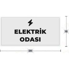 Azresa Elektrik Odası Yazılı - Metal - Beyaz Renk - Kapı Isimliği - 20X10 cm